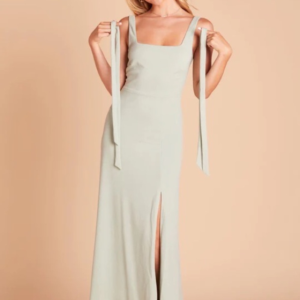 Birdy Grey Sage Green Bridesmaid Dress with Shoulder Ties